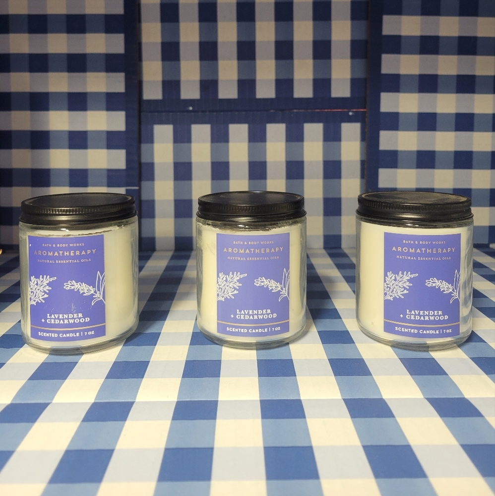 3 Brand New Lavendar and Cedarwood single-wick candles